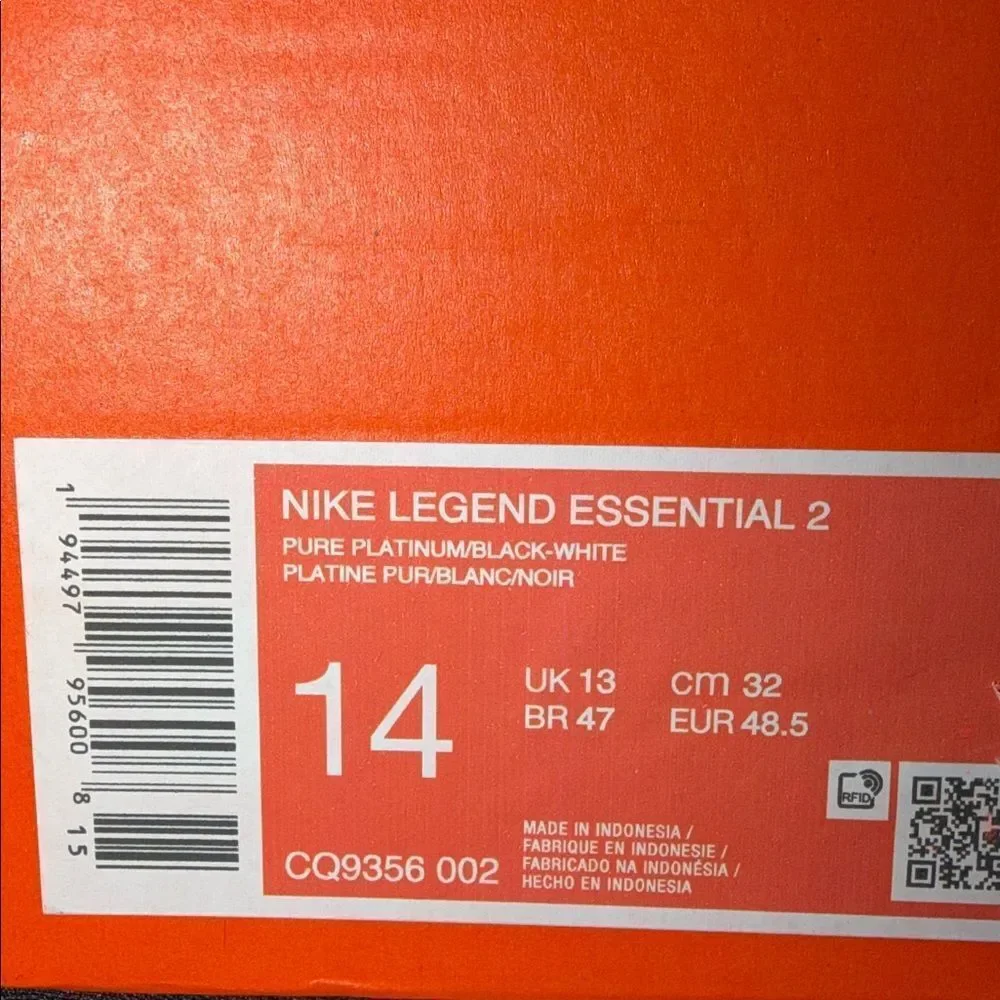 Nike Legend Essential 2 Pure Platinum White CQ9356-002 Men’s Size 14